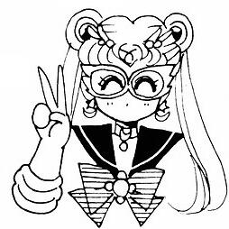 An image of usagi from sailor moon doing a peace sign with her right hand and smiling